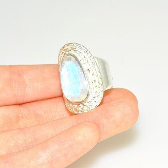 Sterling Silver Ring, Moonstone Ring, Statement R… - image 2