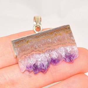 Sterling Silver Raw Rough Natural Amethyst Crystal Pendant, Crystal Jewelry, Healing Crystal, Cystal Gift, February Birthstone, Boho Pendant