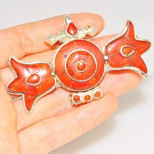 BOLD! Sterling Silver Tibetan Coral Pendant, Sterling Silver Red Coral Tibetan Ghau Prayer Box Pendant, Tibet Tribal Pendant,  Nepal Jewelry