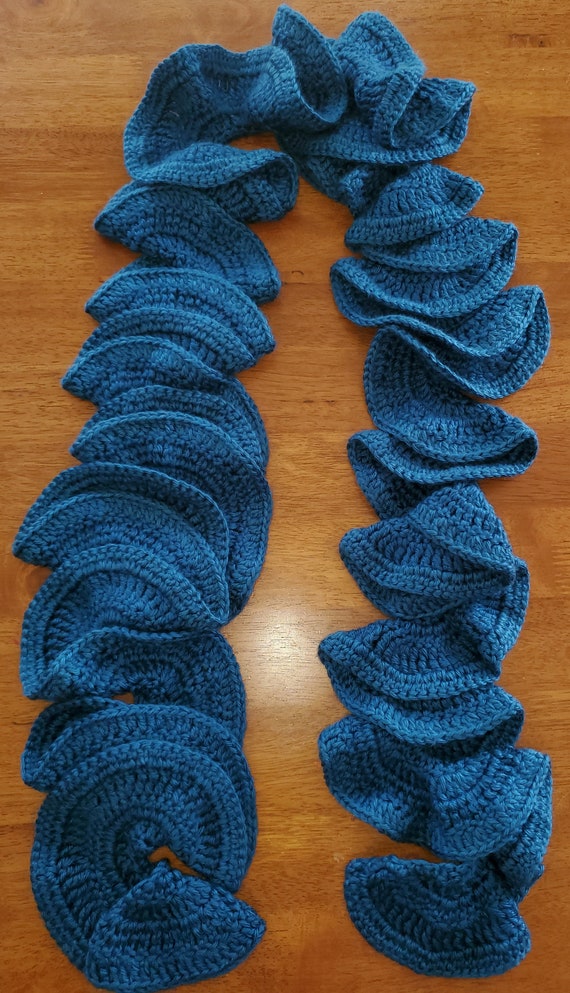 Teal Curly Crochet Scarf Etsy