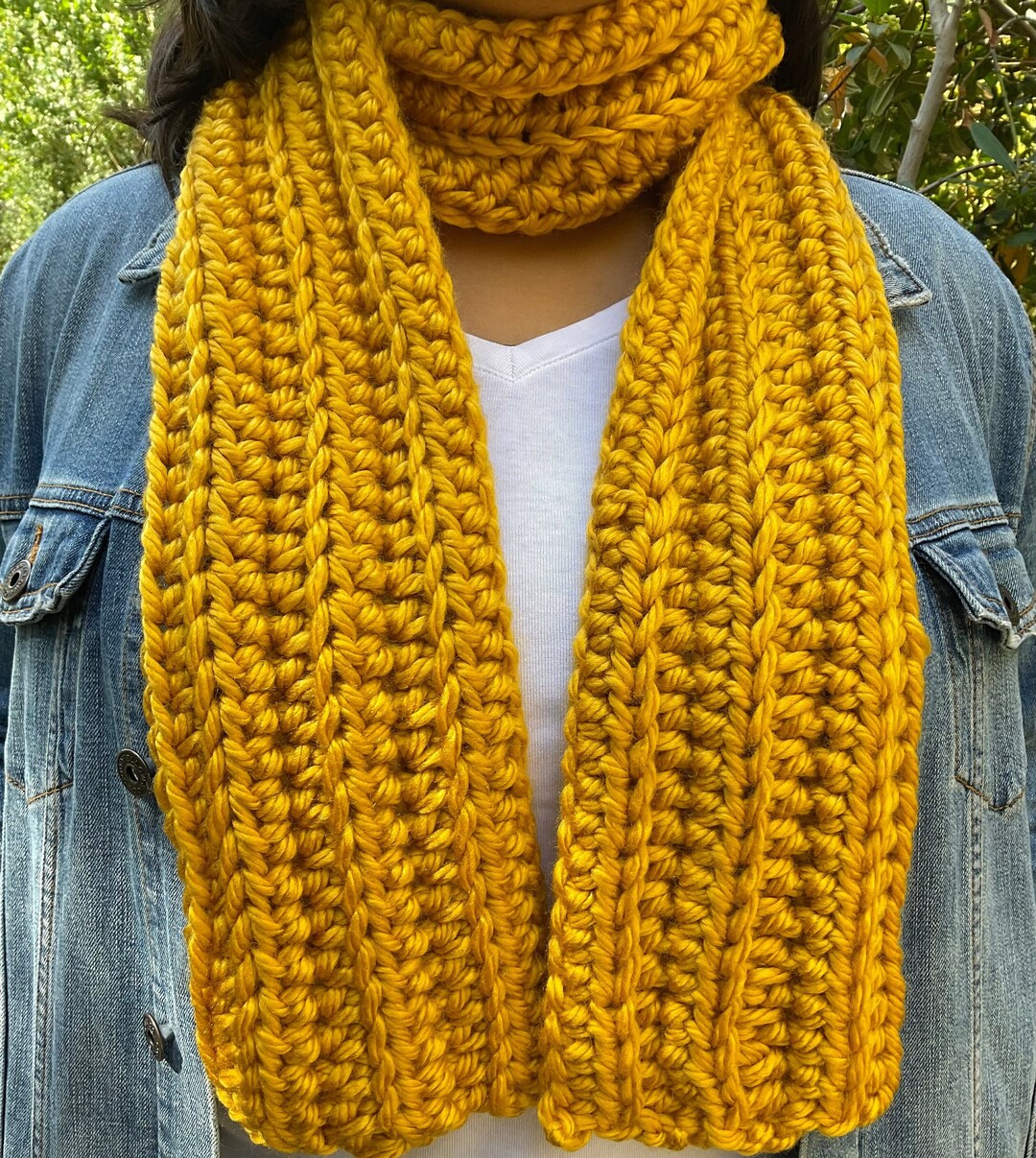 Mustard Yellow Crochet Scarf - Etsy