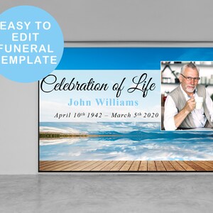 Funeral PowerPoint slideshow presentation Funeral PowerPoint Template Celebration, Obituary Template, blue lake wood