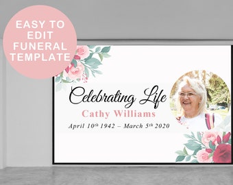 Funeral PowerPoint Template with Roses (Digital Download)