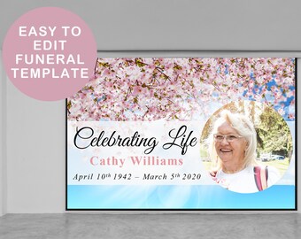 Blossom Funeral PowerPoint Template, Obituary Slideshow (Digital Download)