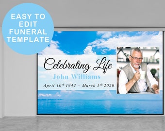 Funeral PowerPoint Slideshow Template, Obituary Celebration (Digital Download)