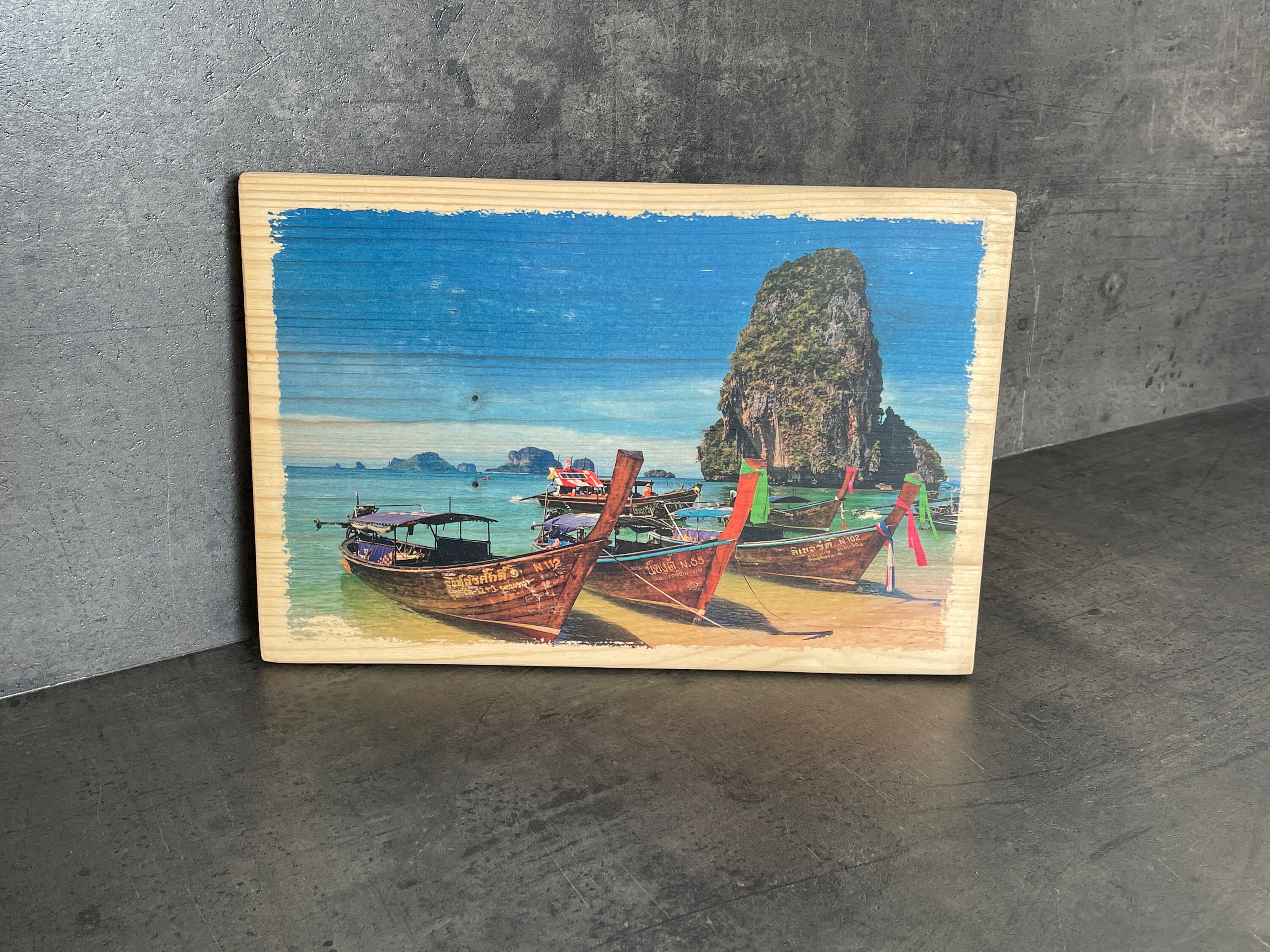 Photo sur Bois Artisanale - Barques en Thaïlande