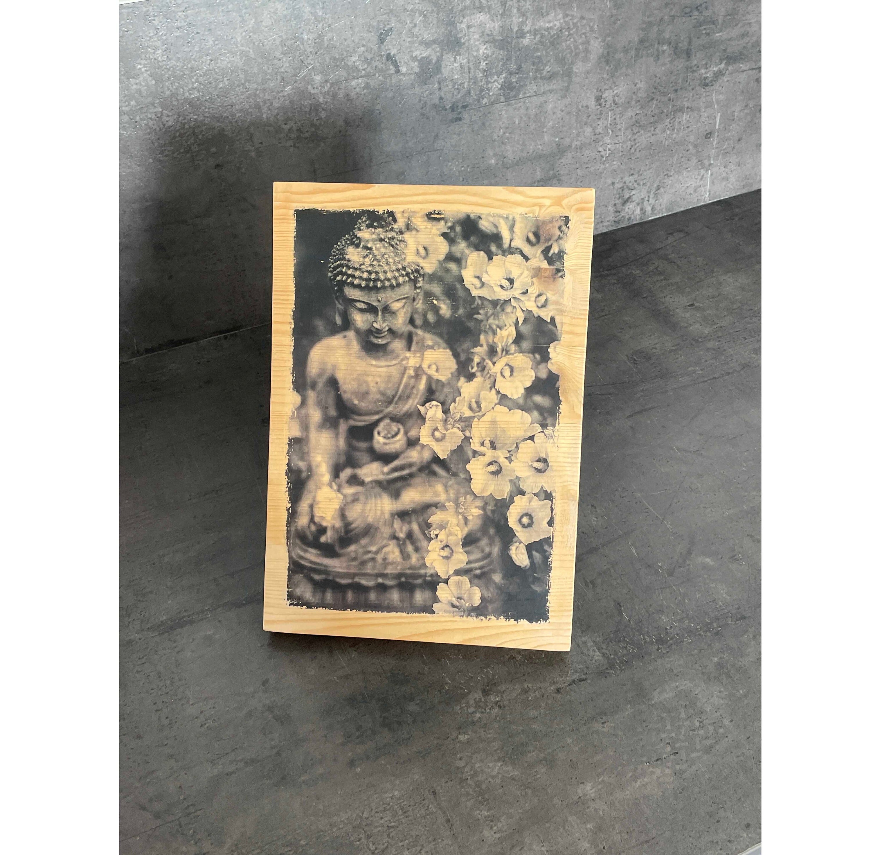 Photo sur Bois Déco - Buddha Fleuri