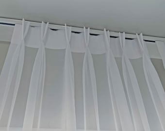 Custom sheer, pleated curtains, "Empire Voile" luxurious sheer Turkish fabric, White Sheer, Custom Made Window treatments