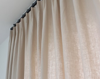 Cortinas de lino personalizadas, cortinas plisadas francesas, paneles 100 % lino, cortinas con forro, cortinas personalizadas para ventanas, cortinas plisadas, cortinas de lino