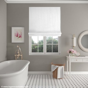 Custom Roman Shade Tuscany, 100% linen roman shade, Relaxed Roman Shade with cordless mechanism, Custom Window treatments