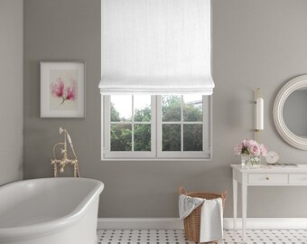 Custom Roman Shade Tuscany, 100% linen roman shade, Relaxed Roman Shade with cordless mechanism, Custom Window treatments