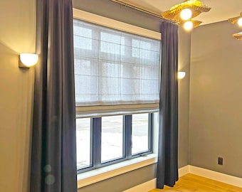 Custom Sheer Roman Shades, Shannon Relaxed Roman Shades, shades with chain mechanism, window treatments, Linen Blend Shades, Made to Order