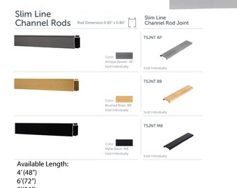 Slim Line Ripple Fold Channel Rod Track – Ceiling or Wall Mount Drapery Hardware – S-Fold Curtain Track with Carriers – Price per Rod