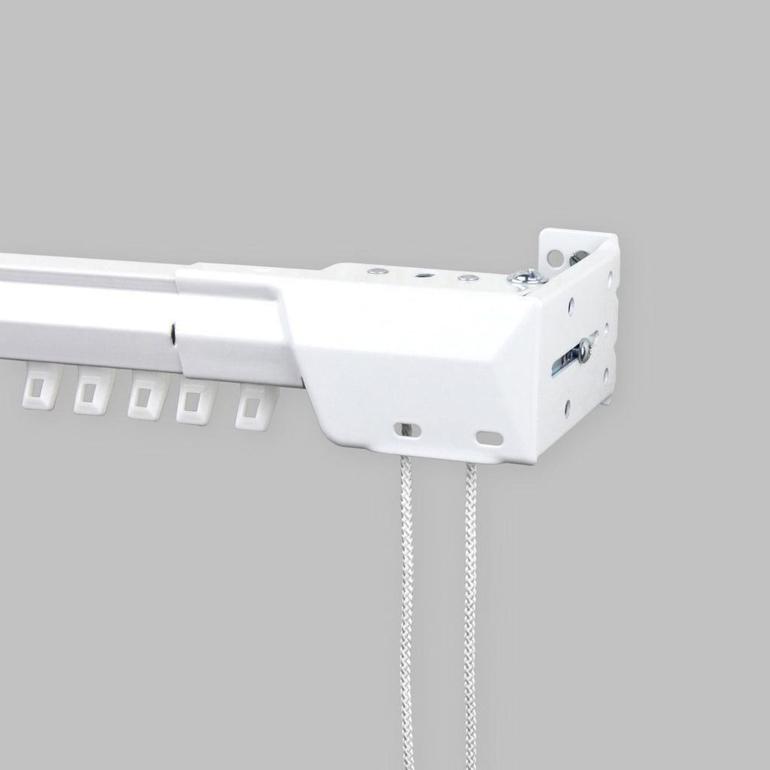 Rod Rope Pinch Heavy Duty Traverse Curtain Rod Set – Center Open, Cord Draw – White ...