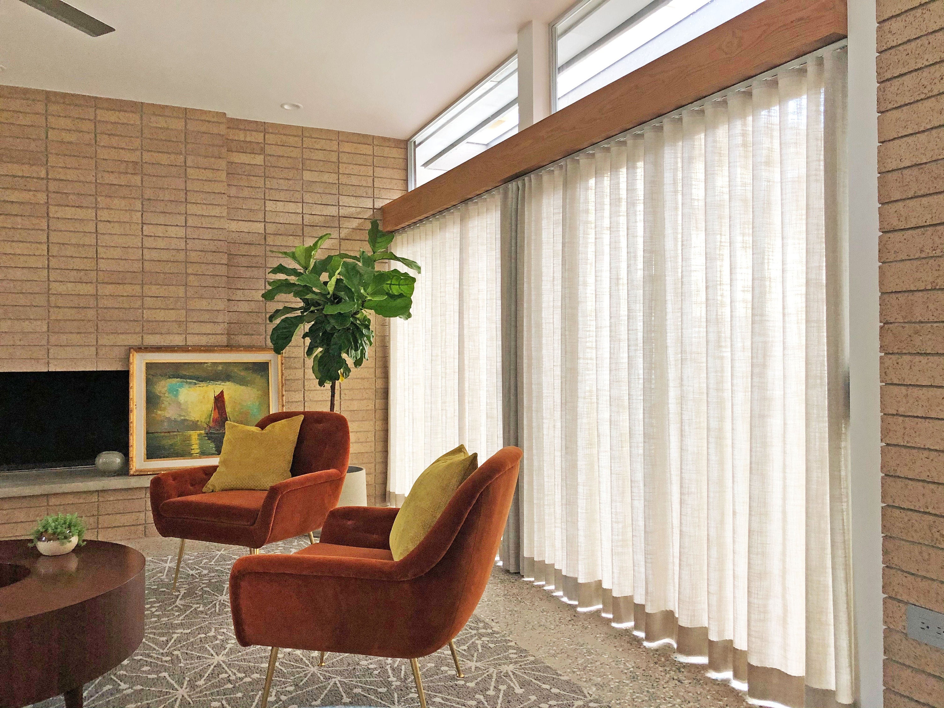 Custom Drapery, Fabric Toronto, S-fold Style, Semi-sheer Drapery