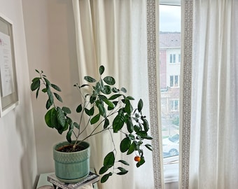 Custom Pelmet Valance, 100% Linen with Trend trim, Valance Box, Upholstered Cornice, Pelmet for windows, Custom Window Treatment