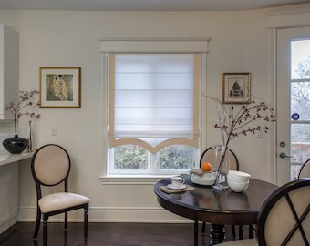 Custom Roman Shade "Linenhouse", Cascade Roman Shade, Custom Window treatments, Shades with a scalloped bottom