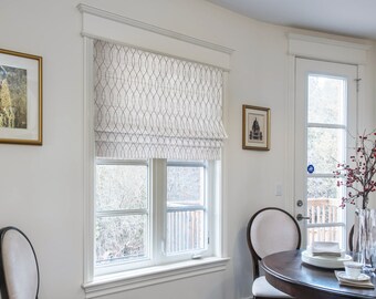 Custom Roman Shades, Flat Roman Shade,  Bamburg Shades with Chain Mechanism, Custom Window treatments