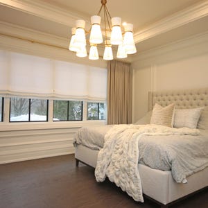 Relaxed Roman Shade, 100% Linen Cordoba, Cordless mechanism, Custom window treatments, Linen Roman shades for windows