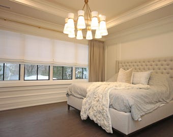 Relaxed Roman Shade, 100% Linen Cordoba, Cordless mechanism, Custom window treatments, Linen Roman shades for windows