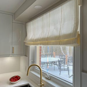 Linen Roman Shade &quot;Spinello&quot; with cordless mechanism, Custom window treatments, Relaxed Roman Shade for windows