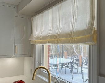 Linen Roman Shade &quot;Spinello&quot; with cordless mechanism, Custom window treatments, Relaxed Roman Shade for windows