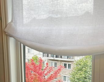 Custom Roman Shade fabric Utopia, Sheer Linen Shade, European Relaxed Roman Shade, Custom Roman Shades with Cordless Mechanism