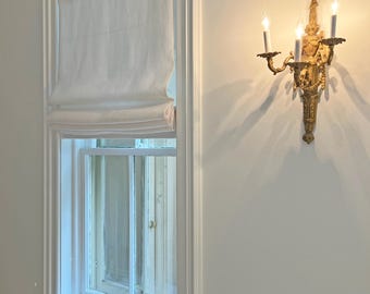 Cordless Roman Shade, Custom Relaxed Roman Shade in 100% Irish Linen, Blackout Lining Option, Kitchen or Bedroom Window Shade