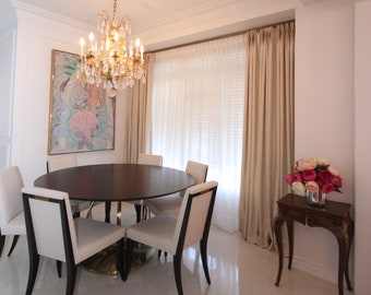 Paneles de cortina personalizados, cortinas estilo doble pliegue, plisadas, cortinas de colores sólidos, paneles de cortina sin forro, largo personalizado