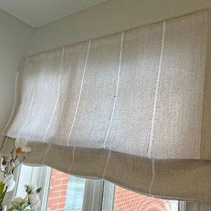 Linen Roman Shade &quot;Sorrento Sand&quot; with chain mechanism, Custom window treatments, 100% Linen Roman shades for windows