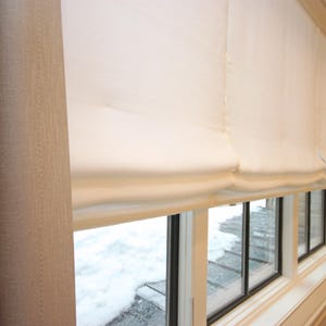 Relaxed Roman Shade, 100% Linen Cordoba, Chain mechanism, Custom window treatments, Linen Roman shades for windows
