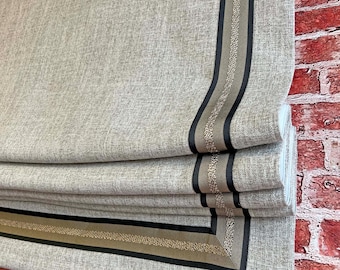 Custom Roman Shade, Roman Shade with decorative trim CE58, Fabric Toronto with prominent texture, shade with chain mechanism, window shade