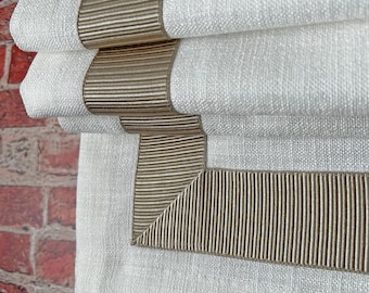 Roman Shades with Cordless mechanism, Fabric Toronto with Trim CE57, Custom Roman Shade, Custom Window treatments
