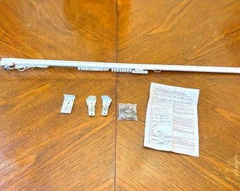 Heavy Duty Traverse Curtain Rod Set – One Way Draw, Cord Draw – White Metal Pinch Pleat Track for Drapery & Window Treatments
