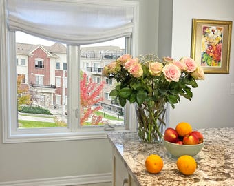 Custom Roman Shade 100% Linen fabric Cordoba, Sheer Linen Shade, European Relaxed Roman Shade, Custom roman shades with chain mechanism