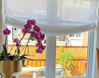 Custom Roman Shade fabric Cordoba, Sheer Linen Shade, European Relaxed Roman Shade, Custom roman shades with Cordless mechanism