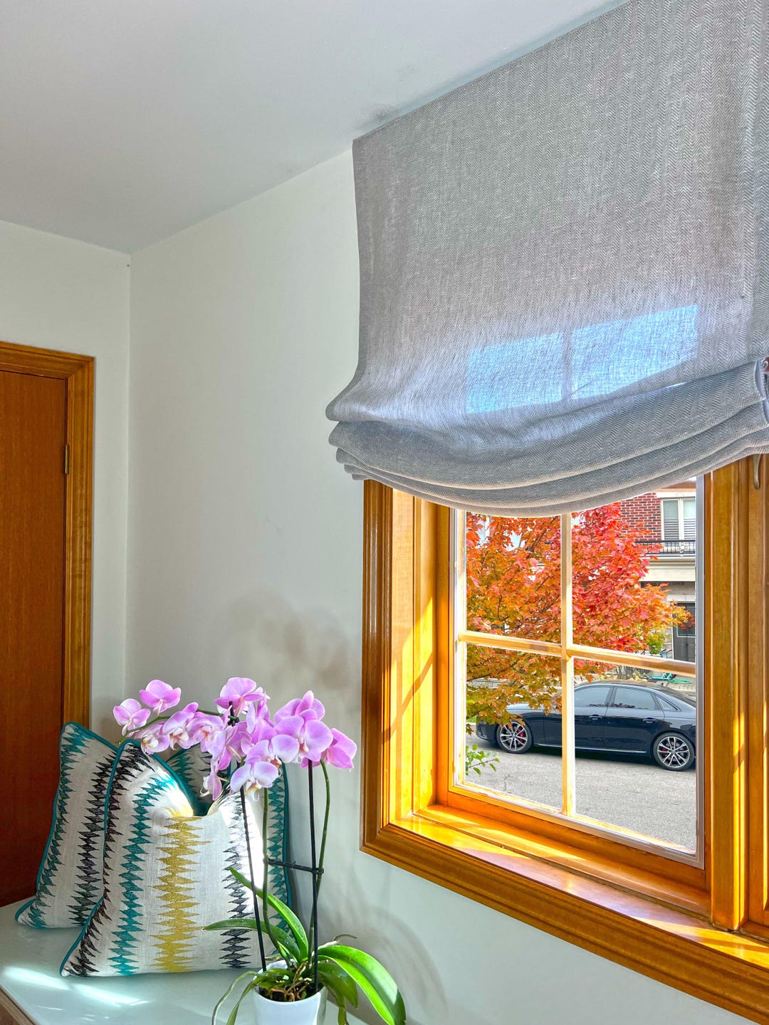 Window Tex European Relaxed Roman Shade | Sheer Linen Rainfall Fabric • OEKO-TEX ...