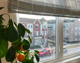 Custom Relaxed Roman Shade | Italian Sorrento Linen Fabric | Cordless Mechanism | Custom Window Treatments | Made to Order Shades