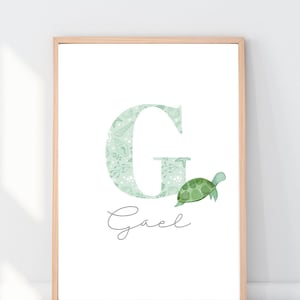 Lámina decorativa inicial letra nombre personalizada, descarga digital, habitación bebé, decoración infantil, nombre bebé, imprimible
