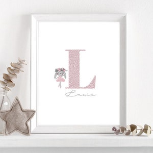 Folha decorativa inicial com nome personalizado, download digital, quarto de bebê, decoração infantil, nome do bebê, para imprimir