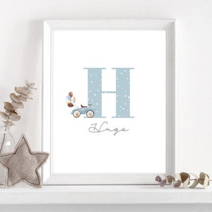 Lámina decorativa inicial letra nombre personalizada, descarga digital, habitación bebé, decoración infantil, nombre bebé, imprimible