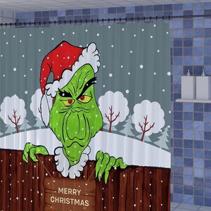 Grinch Christmas Christmas Shower Curtain for Bathroom Waterproof