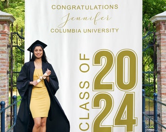 Sfondo di laurea personalizzato, sfondo personalizzato per la classe del 2024, decorazione per la laurea del liceo, idea regalo per lo sfondo della festa di laurea
