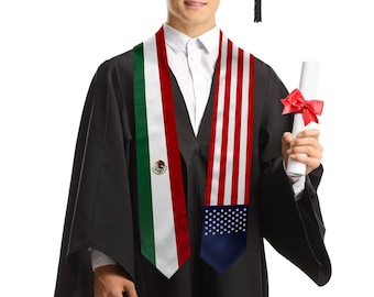 Benutzerdefinierte Abschluss-Stola für das College, graduierte Schärpe, personalisiert für die High School, gemischte zwei Klasse von 2024 Flagge, maßgeschneiderte bestandene Geschenkideen