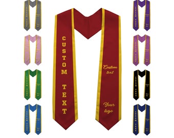 Custom Graduation Stole with School Logo - Personalized Text Grad Stole Sash - Customized Gradute Stole with Your Design - Grad Gifts Idea