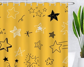 Stars Shower Curtain,Waterproof Fabric Bath Curtains,Washable Curtain for Shower,Bathtub Curtain,Cute Bathroom Decor,Bathroom Accessories