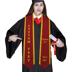 Custom Graduation Stole with School Logo Personalized Text Grad Stole Sash Customized Gradute Stole with Your Design Grad Gifts Idea image 2