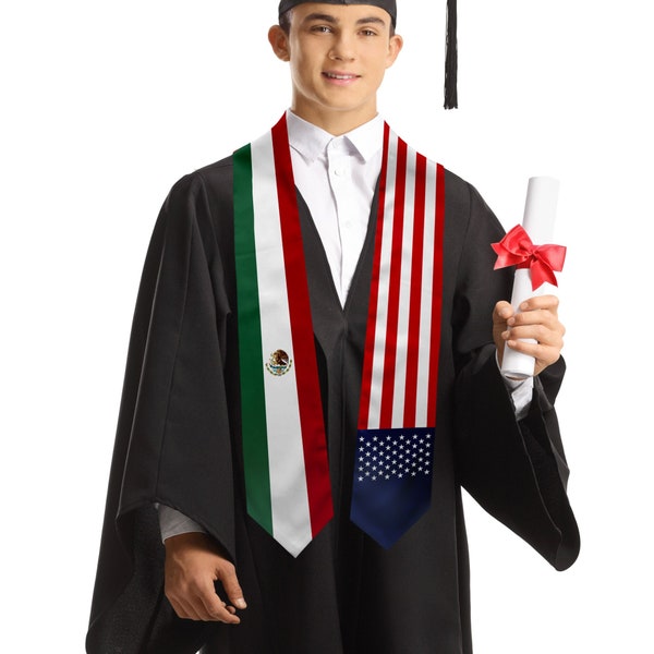 Custom Graduation Stole for College, Graduate Sash Personalized for High School, Mixed Two Class Of 2024 Flag, Customized Grad Gifts Ideas