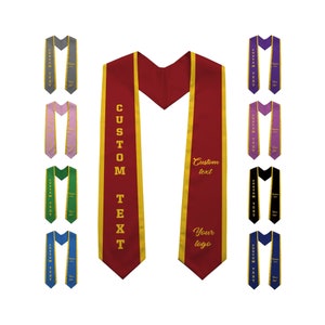 Custom Graduation Stole with School Logo - Personalized Text Grad Stole Sash - Customized Gradute Stole with Your Design - Grad Gifts Idea