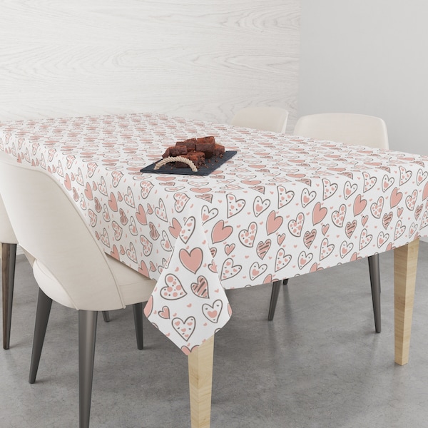 Nappe de coeurs, nappe de Saint-Valentin, nappe d’amour, feuille de table romantique, tissu de décoration intérieure, décor de table de Saint-Valentin, nouveau cadeau de maison